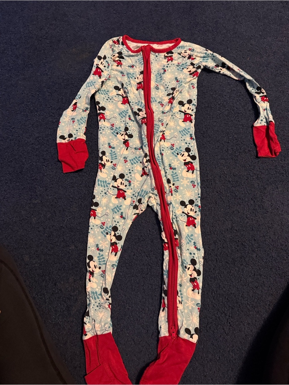Little Sleepies Light Blue & Red Mickey mouse zippy